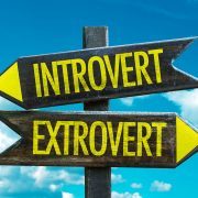 Introvertido - Poste indicador extrovertido con fondo de cielo