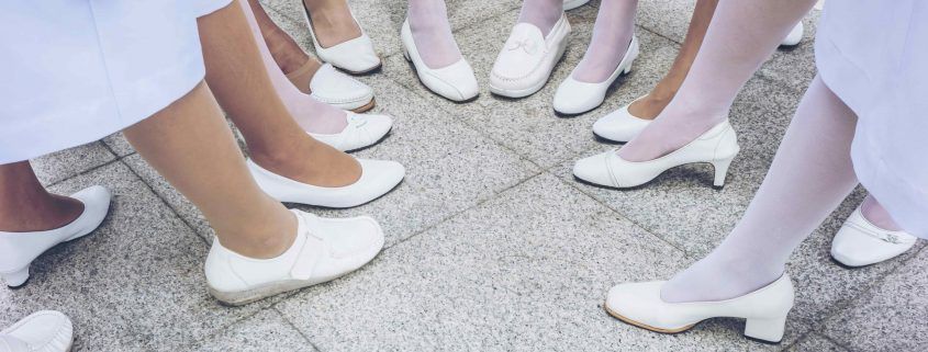 white sneakers for nursing school