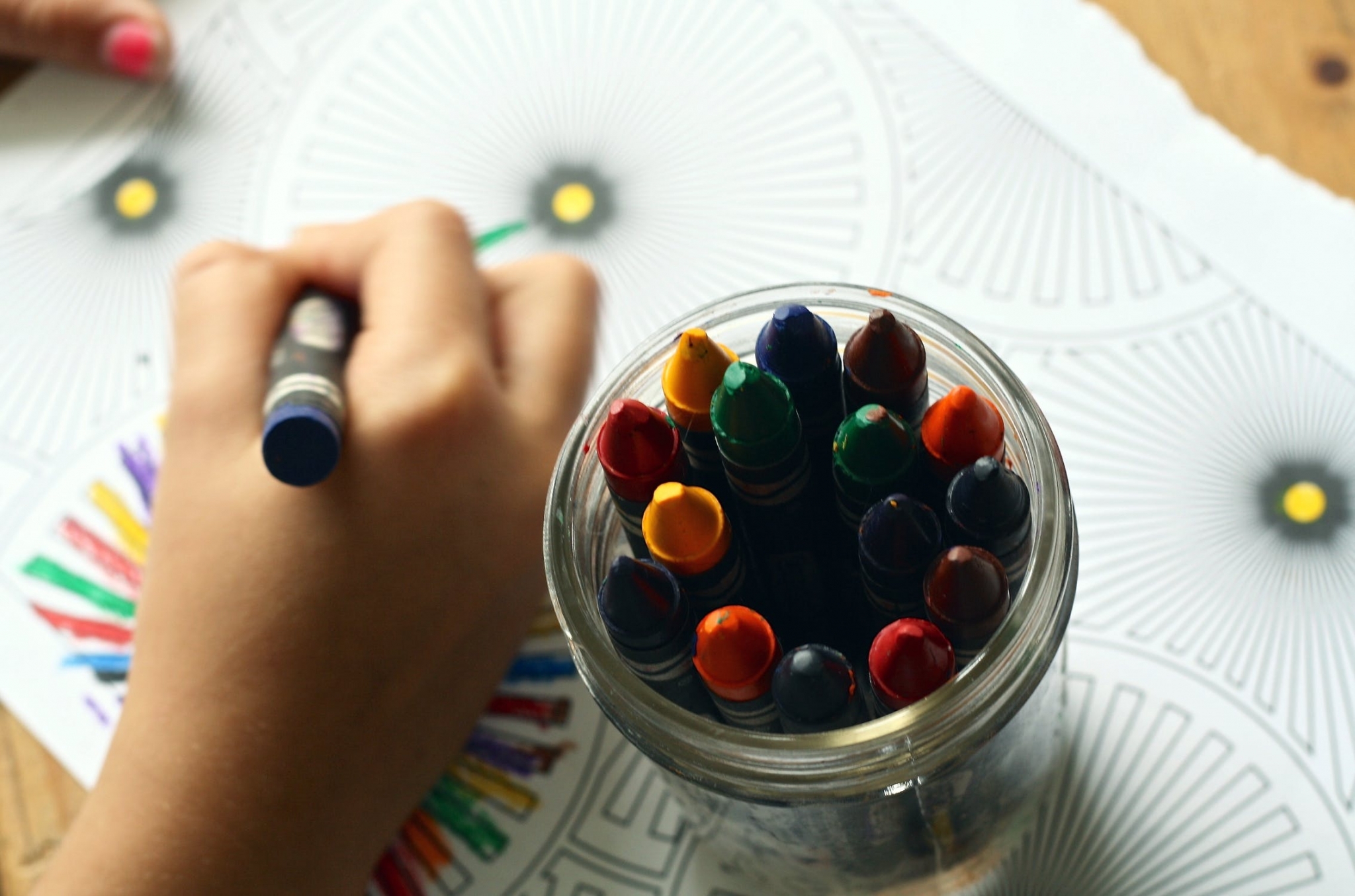 A child coloring