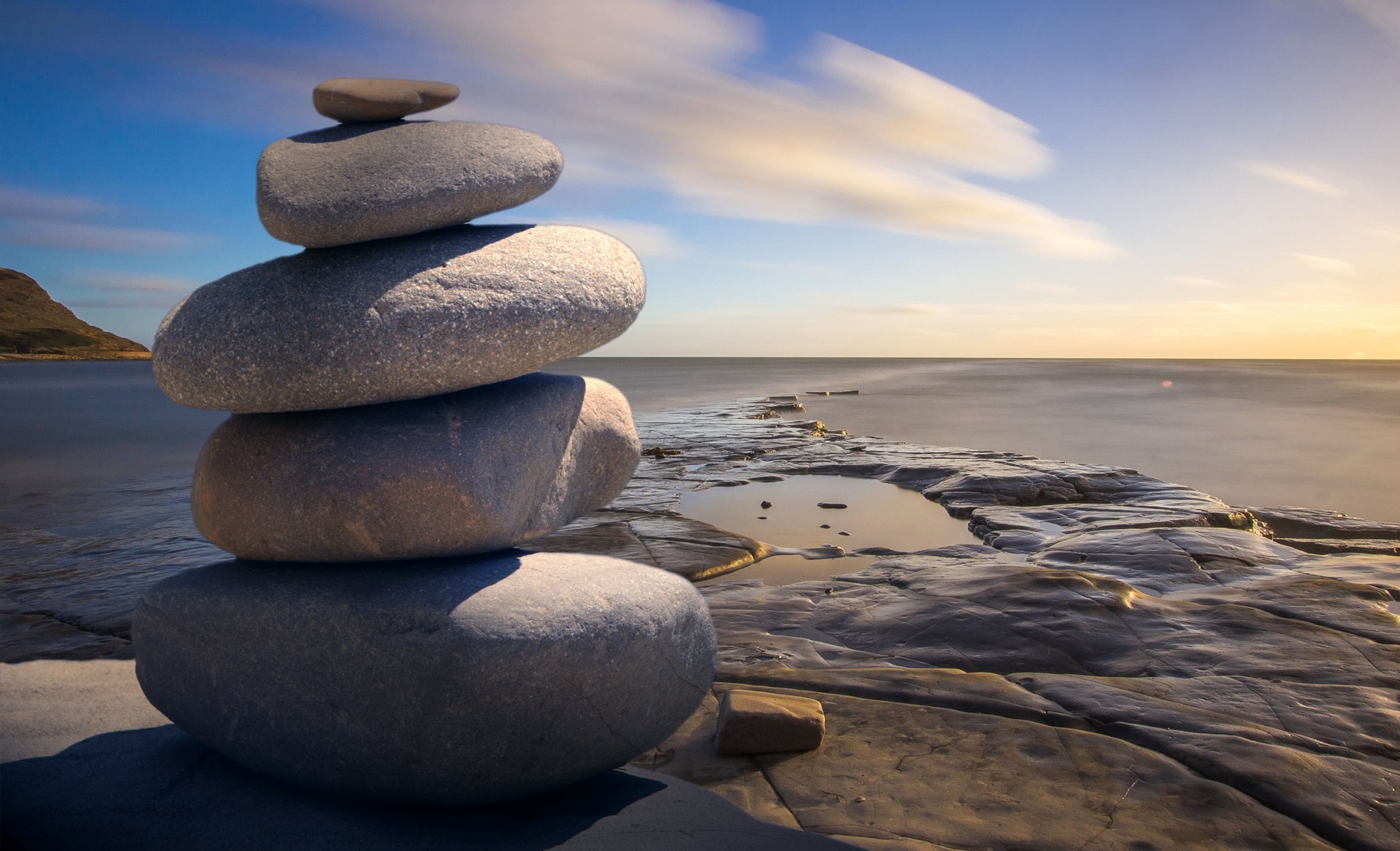 Stacked rocks on a shore