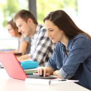 Students studying on laptops