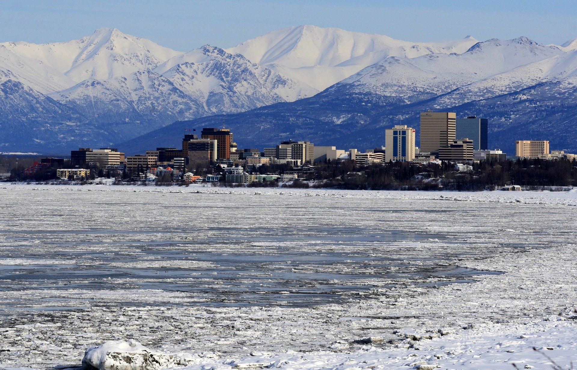 Snowy view of Anchorage, Alaska