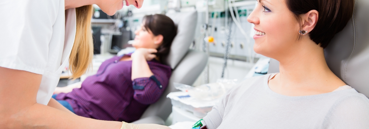 Female nurse preparing a patient