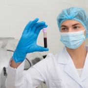 Medical professional with blood sample