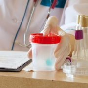 Medical professional collecting specimens