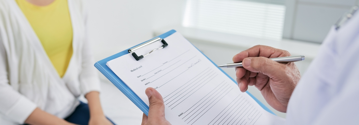 Professional taking medical history