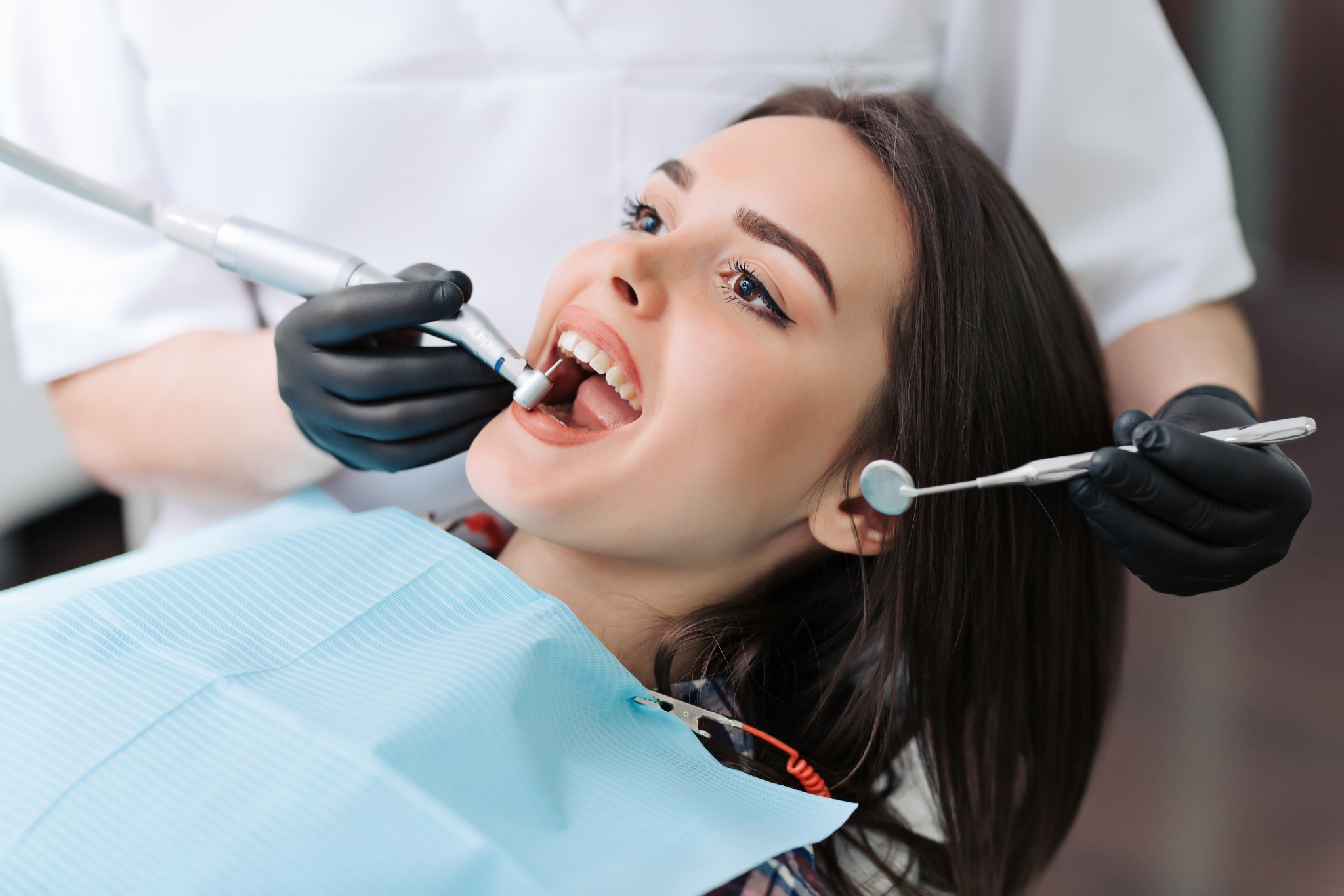 Close up of a patient's teeth cleaning