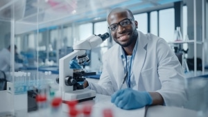 Científico médico moderno en el laboratorio de investigación