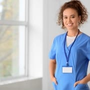 Young african-american nurse in scrubs