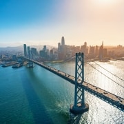 Aerial view of the Golden Gate Bridge in San Francisco